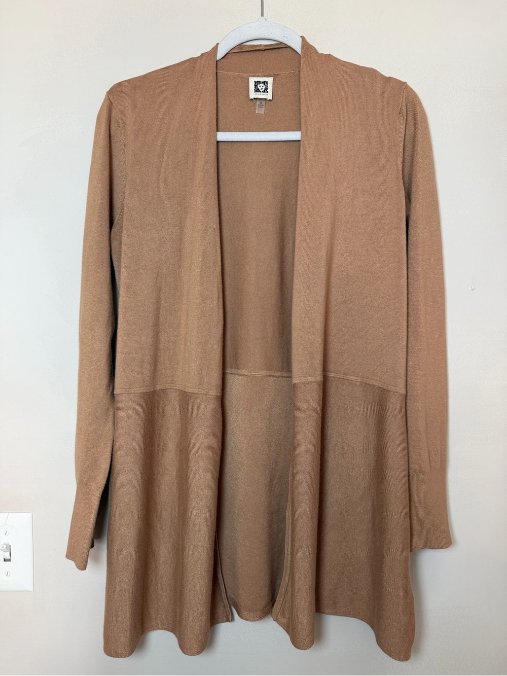 Anne Klein Women's Camel Open Front Cardigan Sweater Size M with Button Cuffs